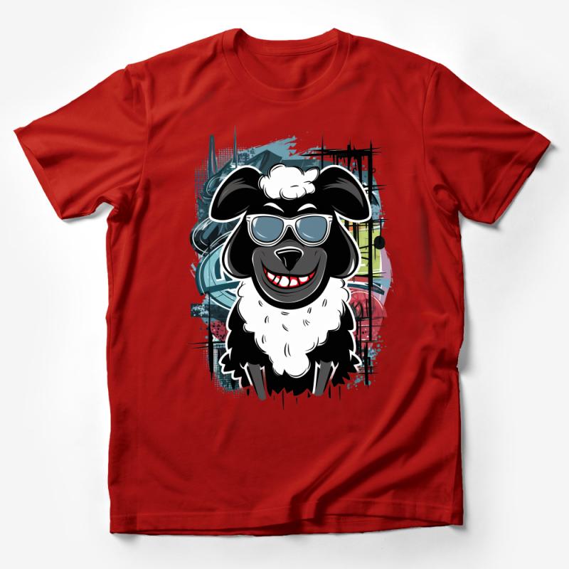 Cool Sheep in Sunglasses Urban Style T-Shirt, Hipster Sheep Graphic Tee, Unisex Funky Animal Print Shirt, Streetwear Male T-Shirt