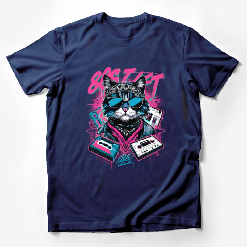 Cool Cat DJ T-Shirt, Retro Music Lover Tee, Hip Cat with Sunglasses Unisex Shirt, Unique Graphic Tee, Trendy Festival Top Male T-Shirt