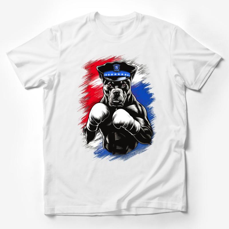 Patriotic Police Dog T-Shirt, Muscular Canine Officer Graphic Tee, Law Enforcement Support Shirt, Unique Gift for Cops Male T-Shirt