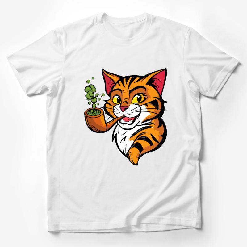 Cat Lover T-Shirt, Cute Cartoon Tabby Cat with Plant, Unisex Graphic Tee, Casual Kitten Shirt, Cat Owner Gift, Pet Enthusiast Apparel Male T-Shirt