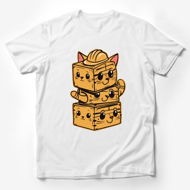 Cute Cat Stack T-Shirt, Whimsical Kitten Illustration, Adorable Pet Lover Gift, Unisex Tee Male T-Shirt