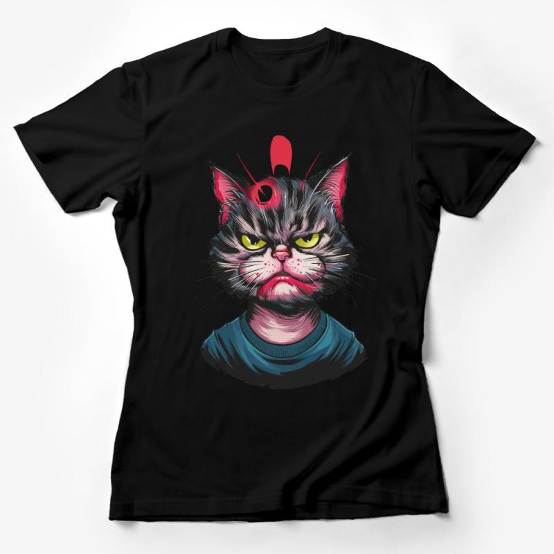 Grumpy Cat Tee, Cool Cat with Headphones Graphic T-Shirt, Unisex Casual Streetwear, Cat Lover Gift, Funny Feline Shirt Female T-Shirt