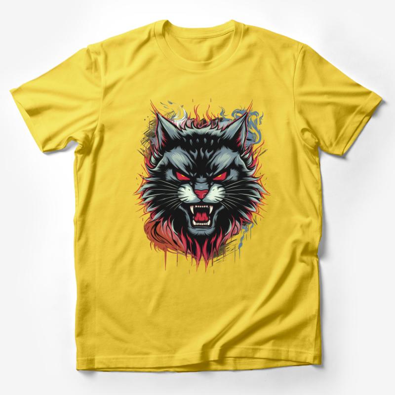 Men's Graphic Tee, Fire and Ice Wild Cat Design, Casual Streetwear, Cool Animal T-Shirt, Unique Illustration, Urban Style Top Male T-Shirt