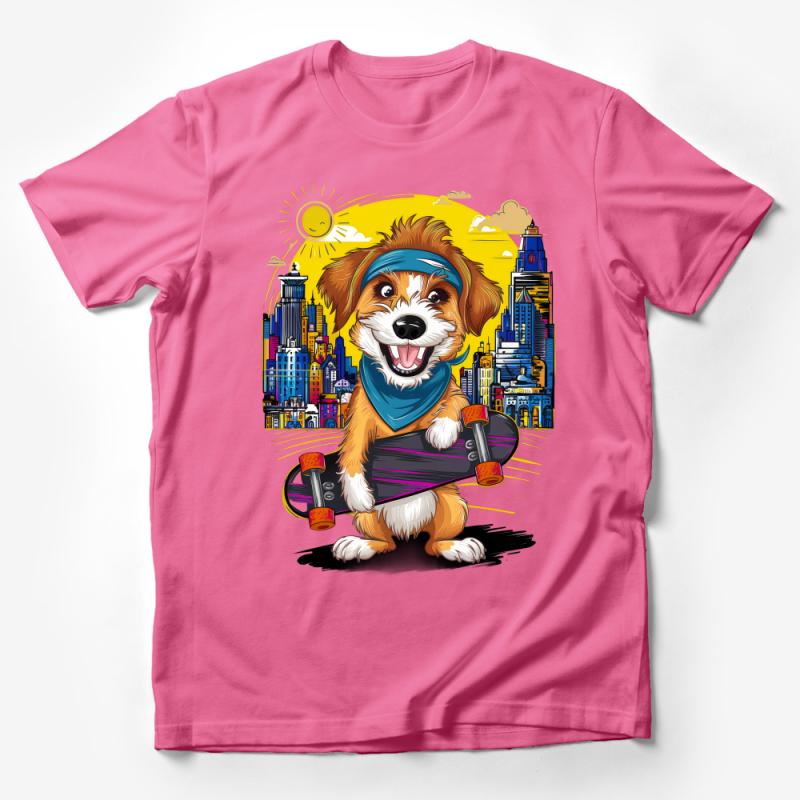 Urban Pup Skateboarding, Cute Dog T-Shirt, Colorful Graphic Tee, Fun Animal Streetwear, Summer Fashion Top, Gift for Pet Lovers Male T-Shirt