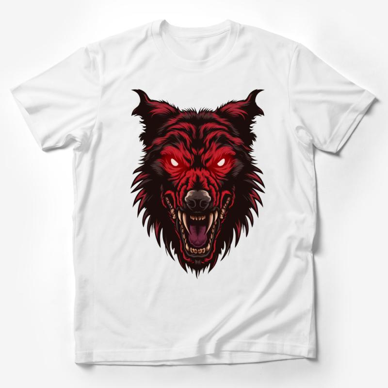 Men's Black Wolf T-Shirt, Graphic Tee, Angry Wolf Design, Casual Streetwear, Urban Fashion, Cool Animal Print, Unique Gift Idea Male T-Shirt