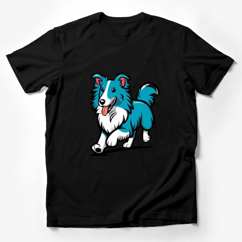 Cartoon Border Collie Dog T-Shirt, Cute Puppy Graphic Tee, Pet Lover Gift, Animal Illustration Shirt, Unisex Tee Male T-Shirt