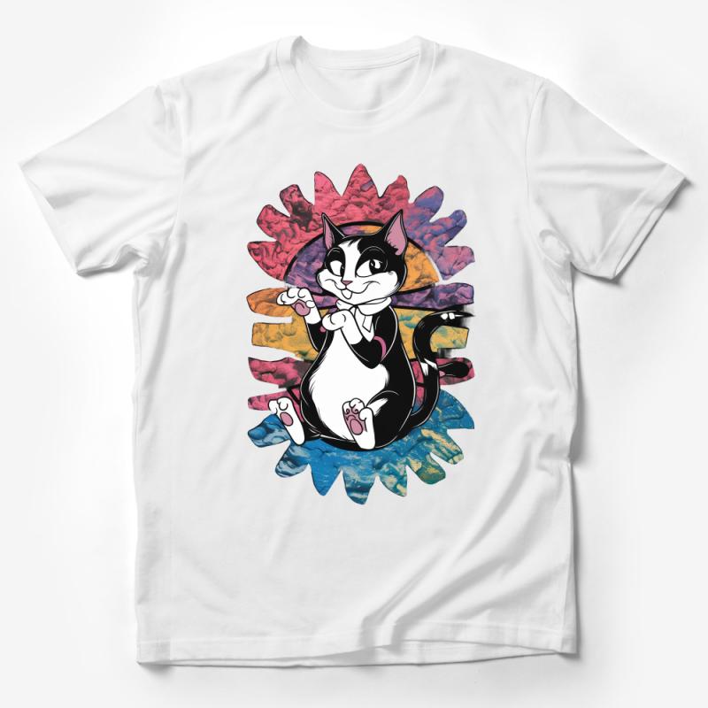 Cute Cat T-Shirt, Colorful Feline Tee, Whiskers and Paws, Unisex Graphic Shirt, Animal Lover Gift, Pet Inspired Top, Stylish Kitty Apparel Male T-Shirt