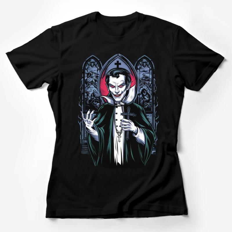 Gothic Vampire Dracula Graphic Tee, Unisex Horror T-Shirt, Classic Monster Movie Fan Apparel, Unique Spooky Clothing Female T-Shirt