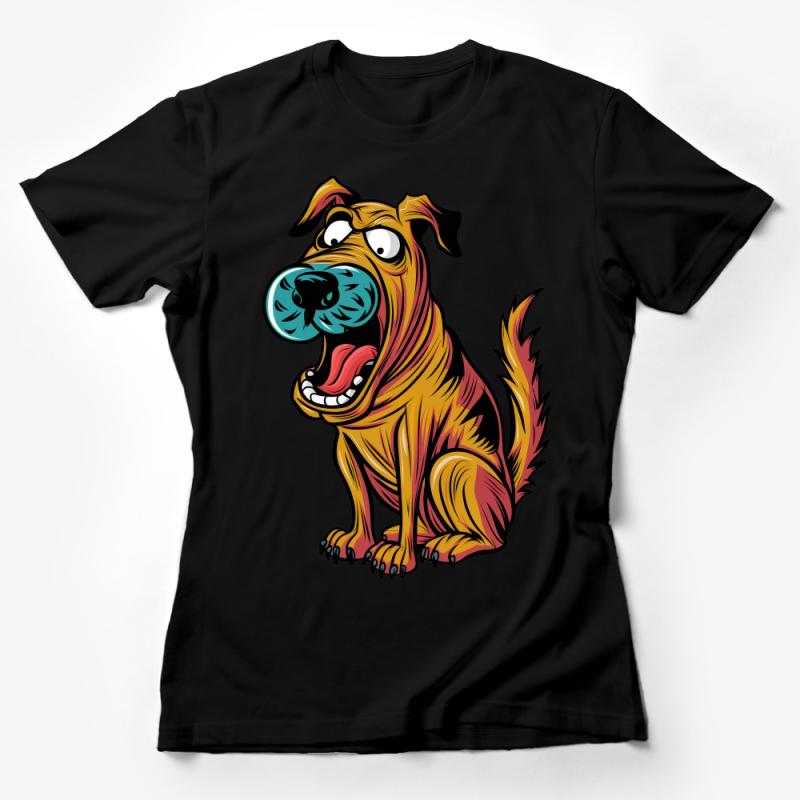 Colorful Cartoon Dog T-Shirt, Fun Animal Graphic Tee, Unisex Casual Shirt, Unique Pet Illustration Top, Gift for Dog Lovers Female T-Shirt