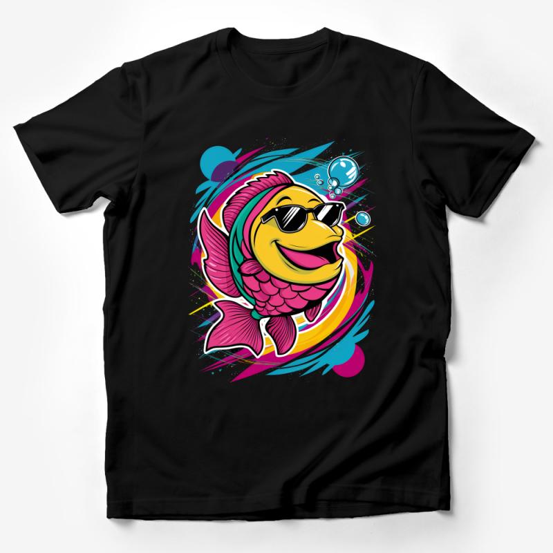 Colorful Cartoon Fish T-Shirt, Cool Summer Vibes Tee, Unisex Graphic Shirt, Fashionable Beachwear Fish Illustration Male T-Shirt