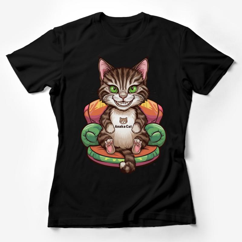 Cheshire Cat Inspired Tee, Whimsical Cat in Armchair, Unisex T-Shirt, Anaka Cat Graphic, Fantasy Feline Art, Casual Wear, Cat Lover Gift Female T-Shirt