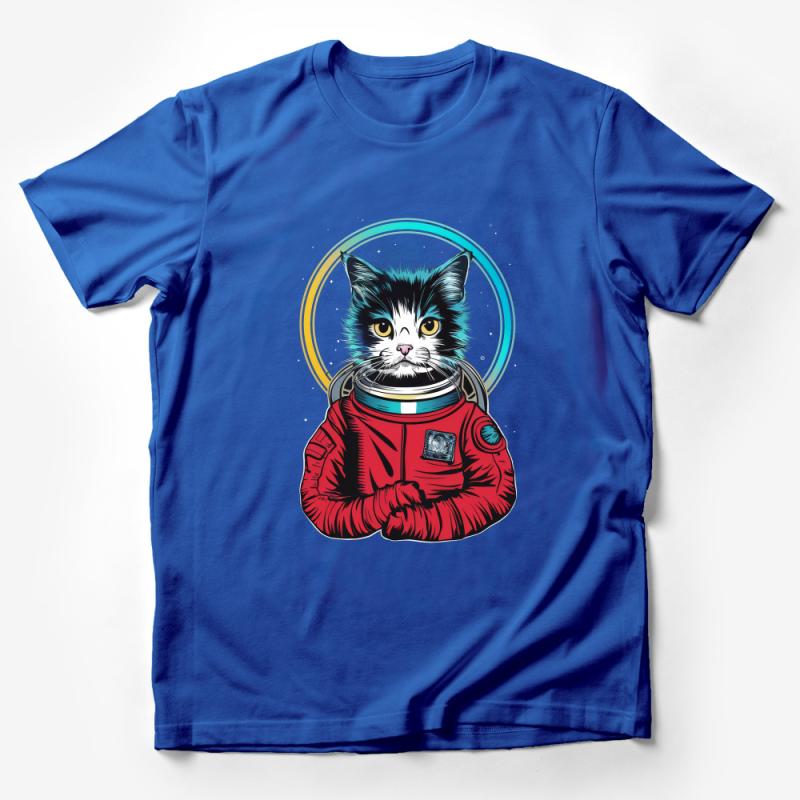 Cosmic Cat T-Shirt, Space Kitty in Astronaut Suit, Galactic Feline Tee, Men Women Unisex Shirt, Casual Graphic Tee, Novelty Tops Male T-Shirt