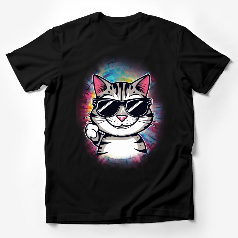 Cool Cat T-Shirt, Funny Hipster Cat with Sunglasses, Unisex Graphic Tee, Casual Streetwear, Unique Gift for Cat Lovers, All Sizes Male T-Shirt