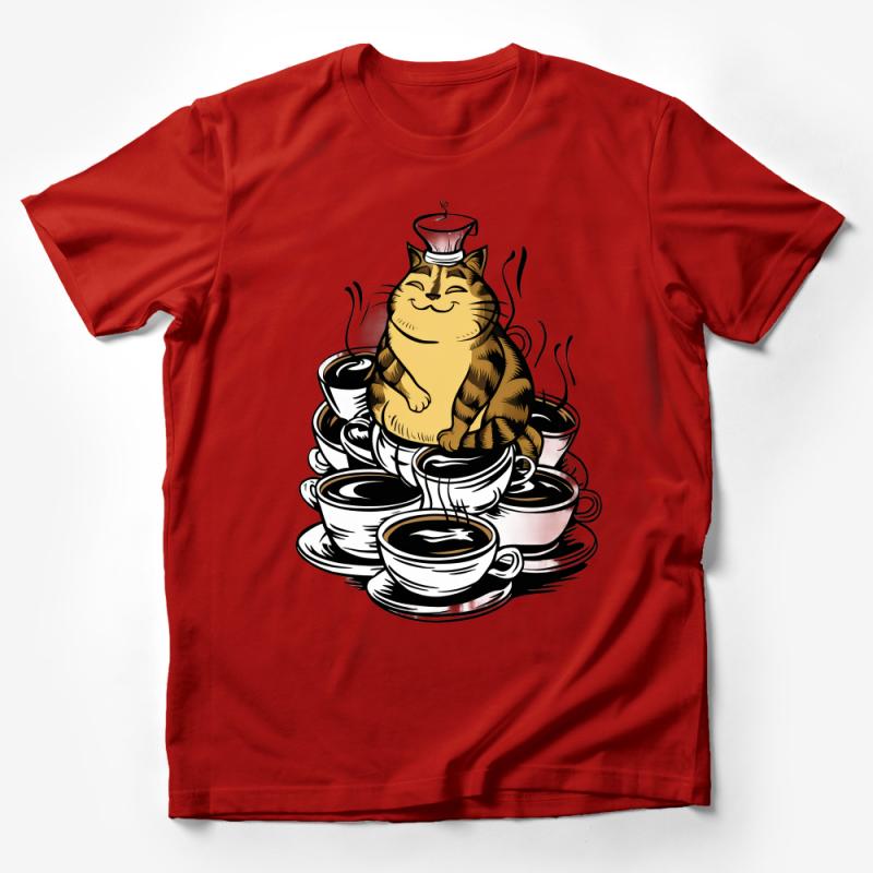 Cat in Coffee Cups T-Shirt, Cute Cat Lover Tee, Funny Cat Graphic Shirt, Unisex Tee Gift for Cat Owners Male T-Shirt