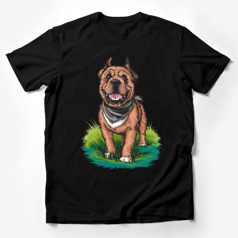 Smiling Dog Graphic T-Shirt, Cute Animal Illustration Tee, Pet Lover Unisex Shirt, Casual Comfort Soft Cotton Top, Gift for Dog Owners Male T-Shirt