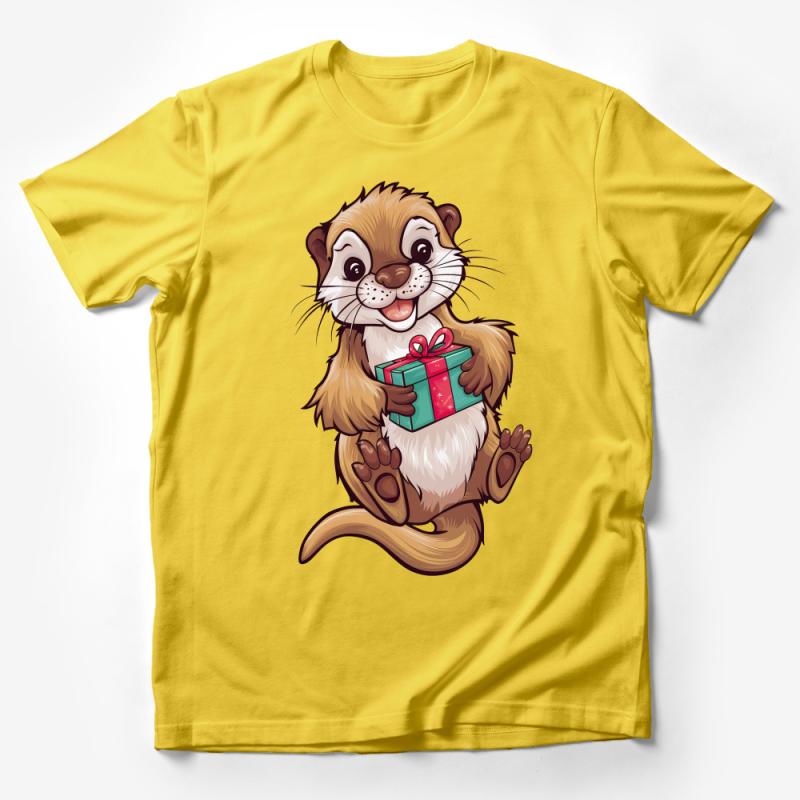 Cute Otter with Gift T-Shirt, Unisex Animal Graphic Tee, Perfect Birthday Present, Casual Wear for Otter Lovers Male T-Shirt