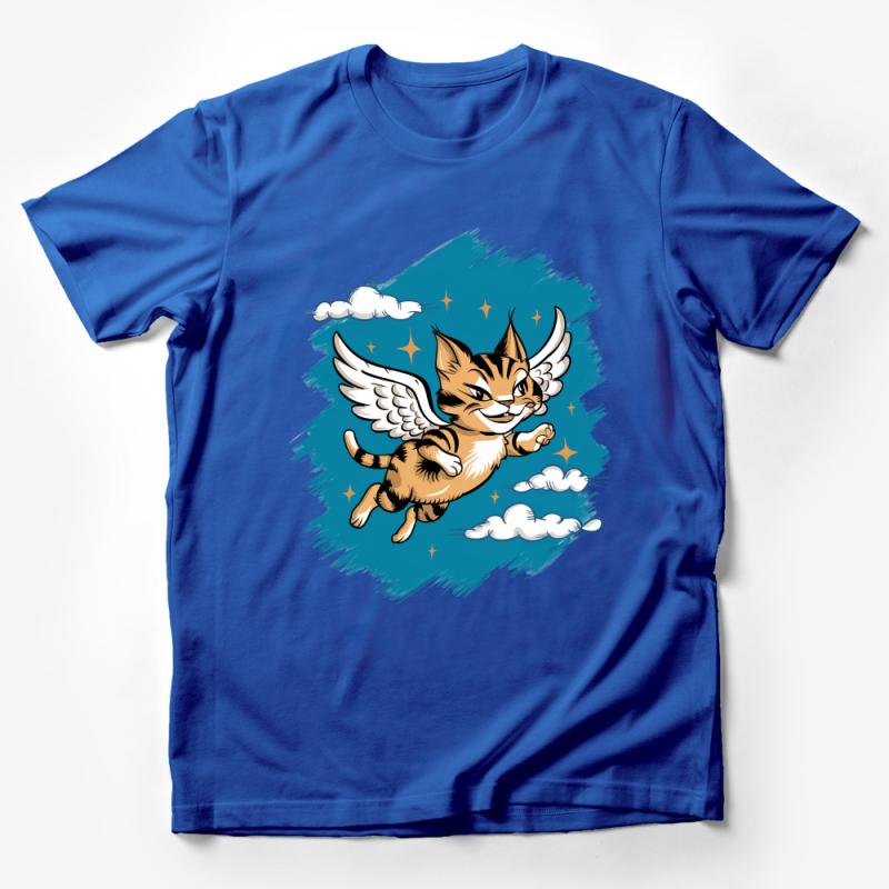 Flying Cat T-Shirt, Cute Winged Kitten Graphic Tee, Unisex Fantasy Cat Lover Top, Whimsical Pet Clothing, Unique Gift Male T-Shirt