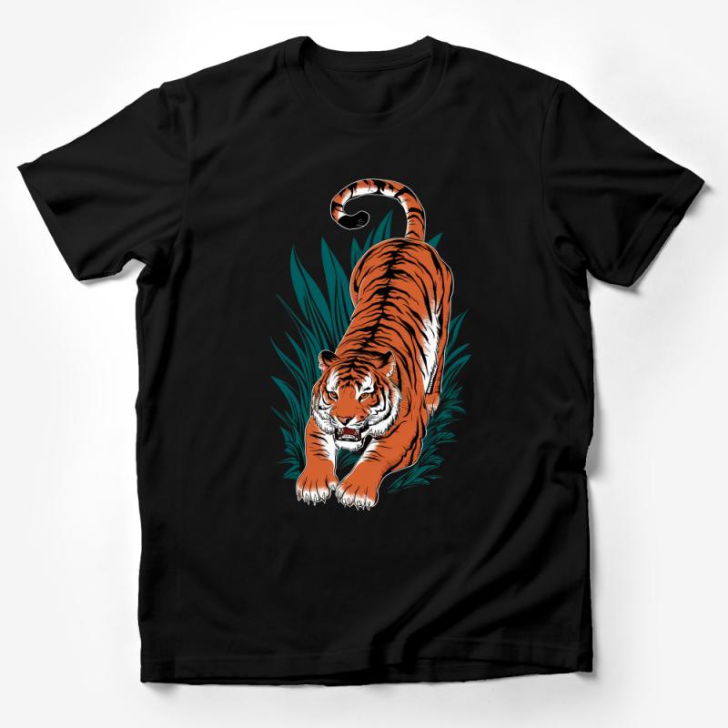 Men's Tiger Graphic Tee, Wildlife Animal Print Shirt, Jungle Tiger Walk Design, Casual Streetwear, Bold Jungle Fauna Illustration Top Male T-Shirt