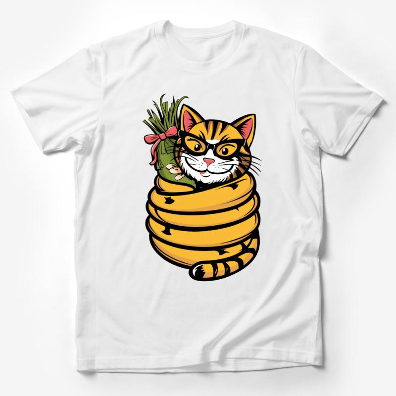 Cute Cat in a Yarn Ball T-Shirt, Whimsical Kitten Tee, Cat Lover Gift, Fun Animal Graphic Shirt, Unisex Clothing Male T-Shirt