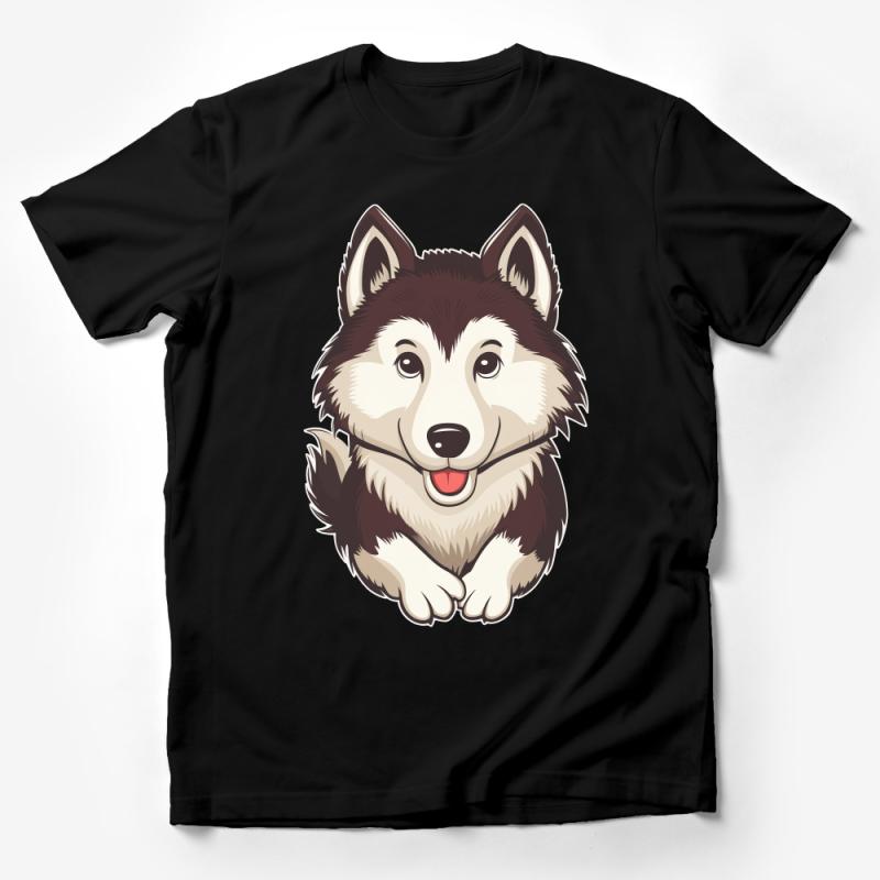 Cute Husky Dog T-Shirt, Unisex Graphic Tee, Animal Lover Casual Shirt, Soft Cotton Pet Design Top, Gift for Dog Owners Male T-Shirt