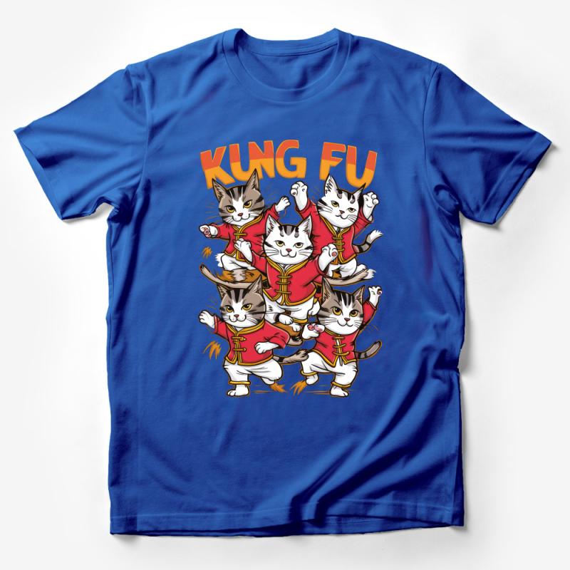 Kung Fu Cats T-Shirt, Martial Arts Kitty Tee, Cartoon Cats in Uniform, Animal Lover Gift, Unisex Graphic Tee, Fun Cat Shirt for All Ages Male T-Shirt