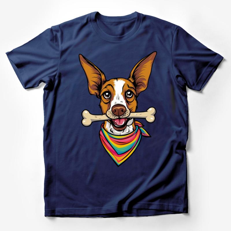 Cute Dog T-Shirt, Colorful Bandana Pup Graphic, Unisex Pet Lover Tee, Gift for Dog Owners, Casual Canine Apparel, Soft Cotton Shirt Male T-Shirt