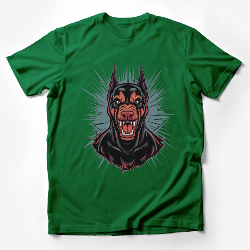 Men's Graphic Tee, Fierce Doberman Design, Black Dog Lover Shirt, Bold Canine Illustration, Casual Streetwear, Animal Face T-Shirt Male T-Shirt