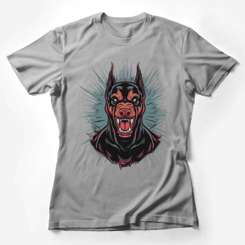 Men's Graphic Tee, Fierce Doberman Design, Black Dog Lover Shirt, Bold Canine Illustration, Casual Streetwear, Animal Face T-Shirt Female T-Shirt