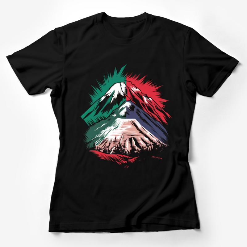 Abstract Mountain Graphic Tee, Colorful Nature Inspired T-Shirt, Artistic Unisex Top, Casual Wear Female T-Shirt