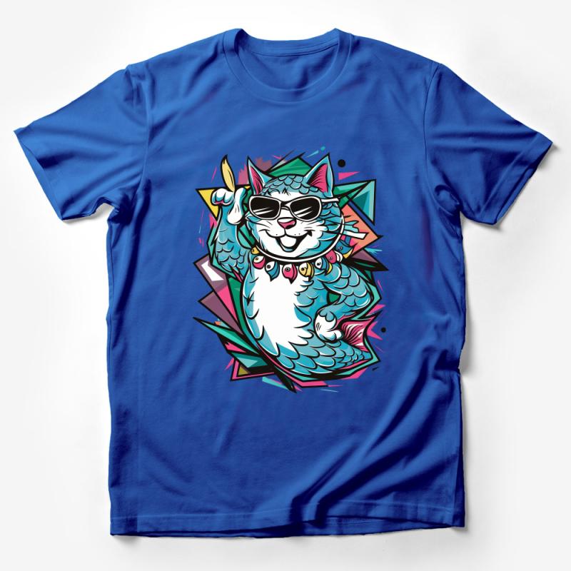 Cool Cat T-Shirt, Funky Feline with Sunglasses, Colorful Graphic Tee, Urban Street Style, Unisex Apparel, Top Gift for Cat Lovers Male T-Shirt