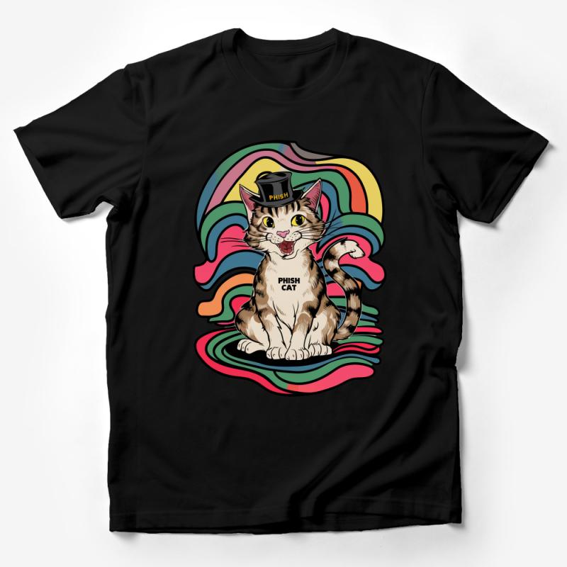 Phish Cat T-Shirt, Colorful Retro Psychedelic Cat, Music Band Fan Tee, Unisex Graphic Tee, Casual Summer Festival Shirt Male T-Shirt