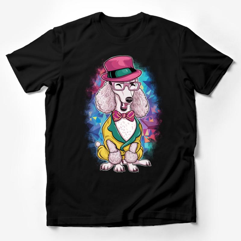 Hipster Poodle T-Shirt, Cool Dog in Hat and Glasses, Unisex Adult Tee, Animal Lover Gift, Casual Wear Male T-Shirt