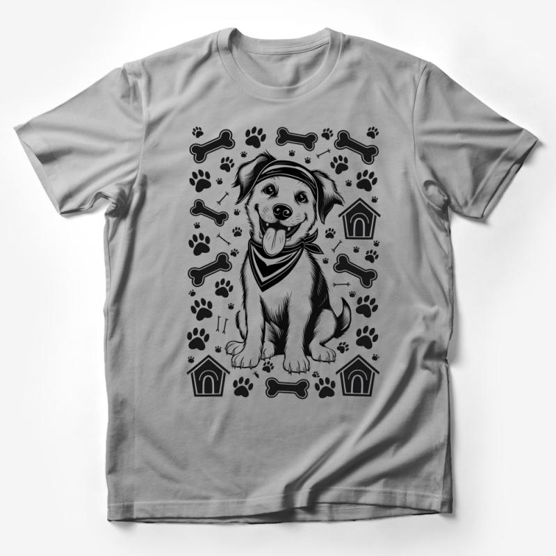 Cute Puppy Dog T-Shirt, Adorable Pet Lover Gift, Animal Graphic Tee, Casual Comfortable Unisex Clothing Male T-Shirt