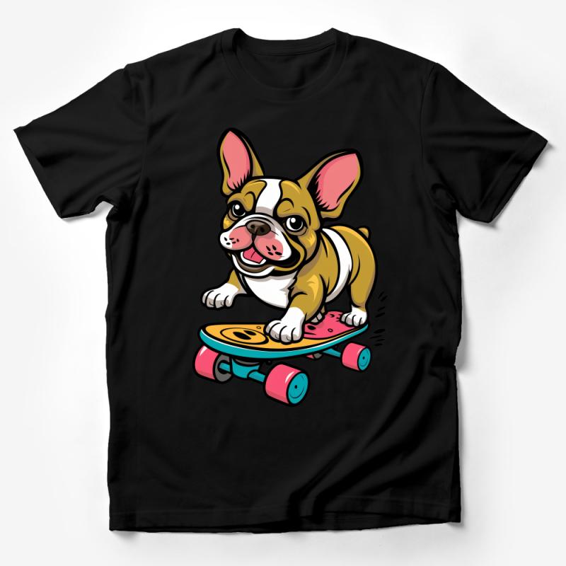 Skateboarding French Bulldog T-Shirt, Cute Dog Skateboard Tee, Graphic Tee for Dog Lovers, Unisex Skater Bulldog Cloth Male T-Shirt