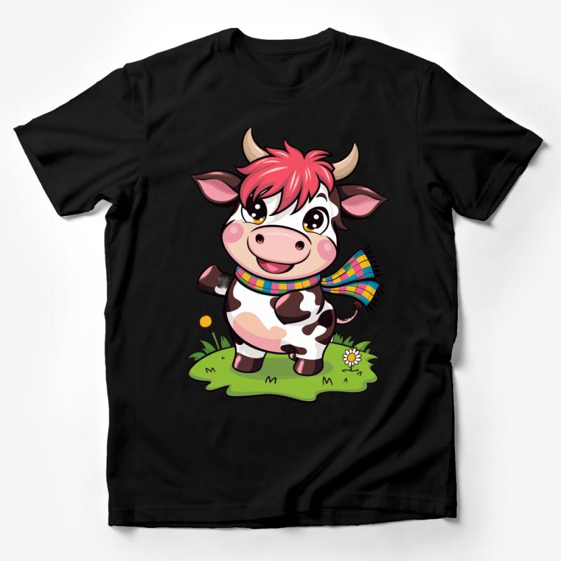 Cute Cow T-Shirt, Cartoon Animal Tee, Kids Farm Animal Shirt, Unisex Graphic Tee, Casual Wear, Vibrant Colors, Gift Idea Male T-Shirt