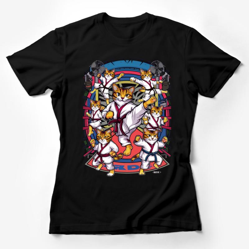 Martial Arts Cats T-Shirt, Karate Kitten Tee, Funny Cat Lover Gift, Unisex Graphic Shirt, Unique Pet Owner Present Female T-Shirt