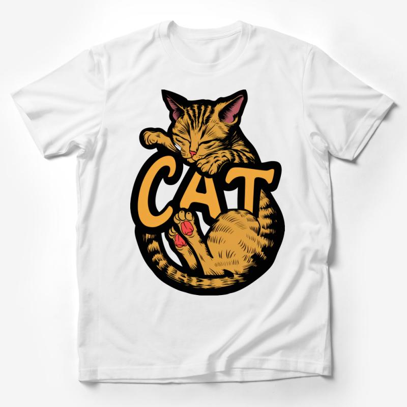 Cat Lovers Graphic Tee, Cute Sleeping Cat Design, Unisex T-Shirt for Pet Owners Male T-Shirt