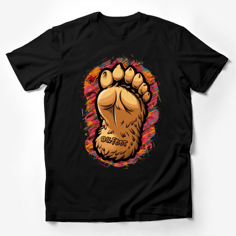 Colorful Bigfoot Paw Print Design T-Shirt for Outdoor Adventure Enthusiasts Male T-Shirt