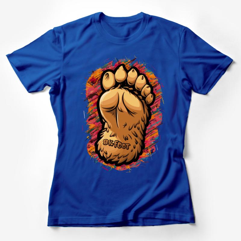 Colorful Bigfoot Paw Print Design T-Shirt for Outdoor Adventure Enthusiasts Female T-Shirt