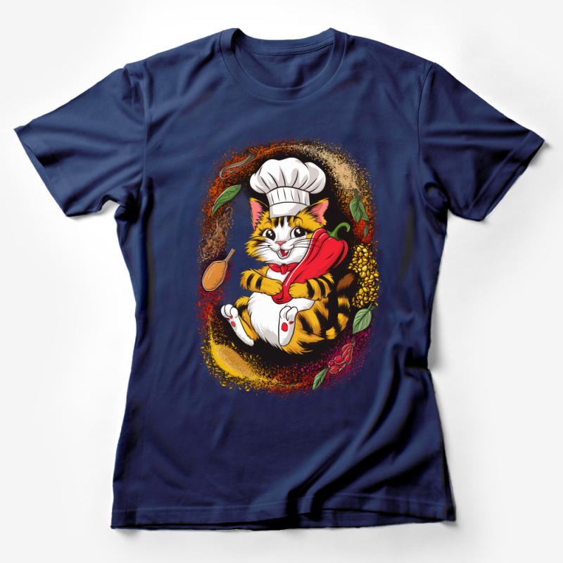 Chef Cat T-Shirt, Cute Cooking Kitty Graphic Tee, Unisex Animal Lover Shirt, Whimsical Cat in Chef Hat Top, Culinary Feline Apparel Female T-Shirt