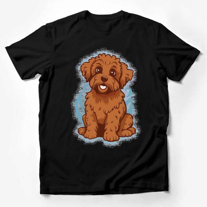 Cute Brown Puppy Dog Graphic Tee, Unisex Animal Lover T-Shirt, Casual Pet Illustration Shirt Male T-Shirt