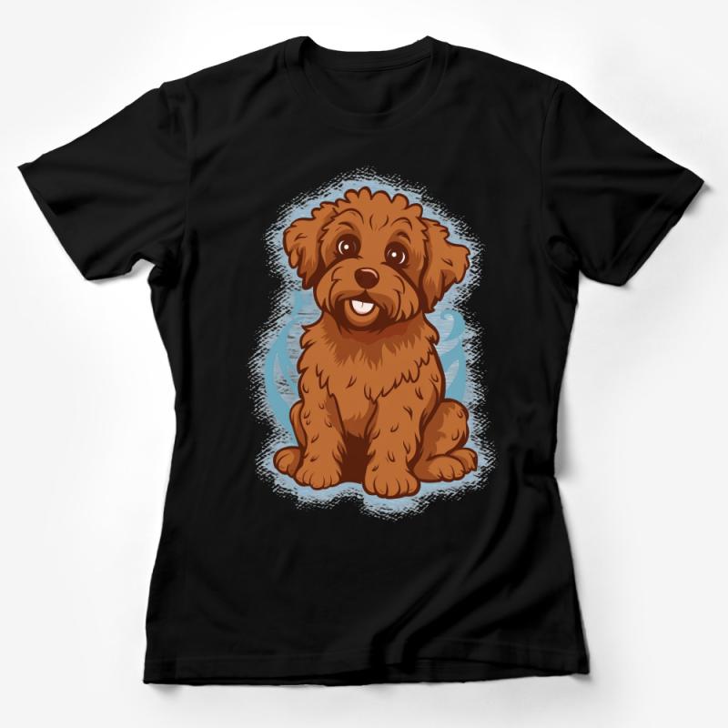 Cute Brown Puppy Dog Graphic Tee, Unisex Animal Lover T-Shirt, Casual Pet Illustration Shirt Female T-Shirt