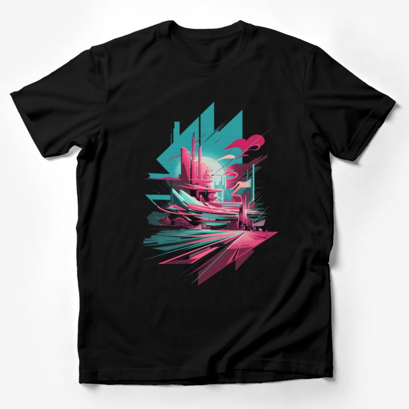 Abstract Cityscape Graphic Tee, Modern Art Inspired Urban T-Shirt, Vibrant Designer Unisex Shirt Male T-Shirt