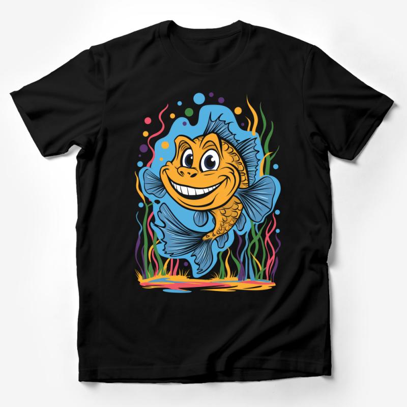 Colorful Cartoon Fish T-Shirt, Fun Aquatic Animal Illustration Tee, Unisex Ocean Life Graphic Shirt, Gift for Marine Life Lovers Male T-Shirt