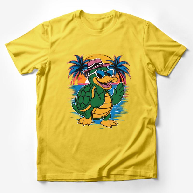 Fun Beach Turtle T-Shirt, Sunny Holiday Graphic Tee, Unisex Summer Casual Shirt, Tropical Vacation Apparel Male T-Shirt