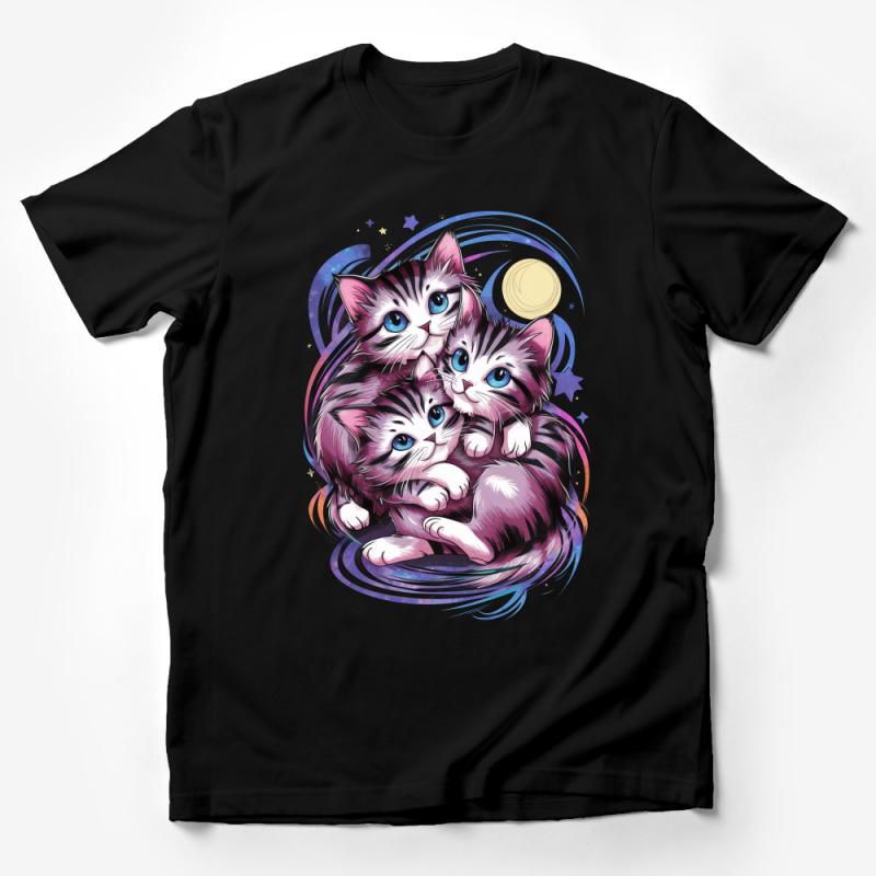 Cute Cat Family T-Shirt, Whimsical Kittens Tee, Galaxy Feline Art, Pet Lover Gift, Casual Wear, Unisex Graphic Shirt Male T-Shirt