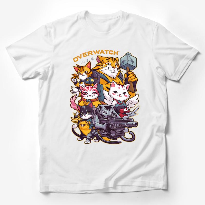 Cute Cat Parody Gaming T-Shirt, Funny Feline Gamer Shirt, Unisex Overwatch-Inspired Tee, Gift for Gamers Male T-Shirt