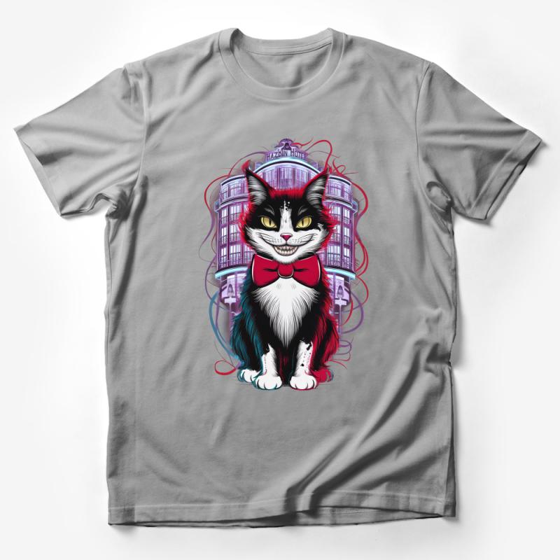 Whimsical Cat T-Shirt, Colorful Feline Graphic Tee, Unisex Cat Lover Shirt, Fantasy Kitty Apparel, Unique Cat Illustration Clothing Male T-Shirt