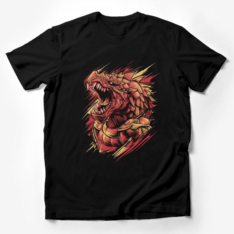 Fiery Dragon Graphic Tee, Men's Red Dragon T-Shirt, Fantasy Creature Art, Unique Illustration Shirt, Designer Streetwear, Casual Wear Male T-Shirt