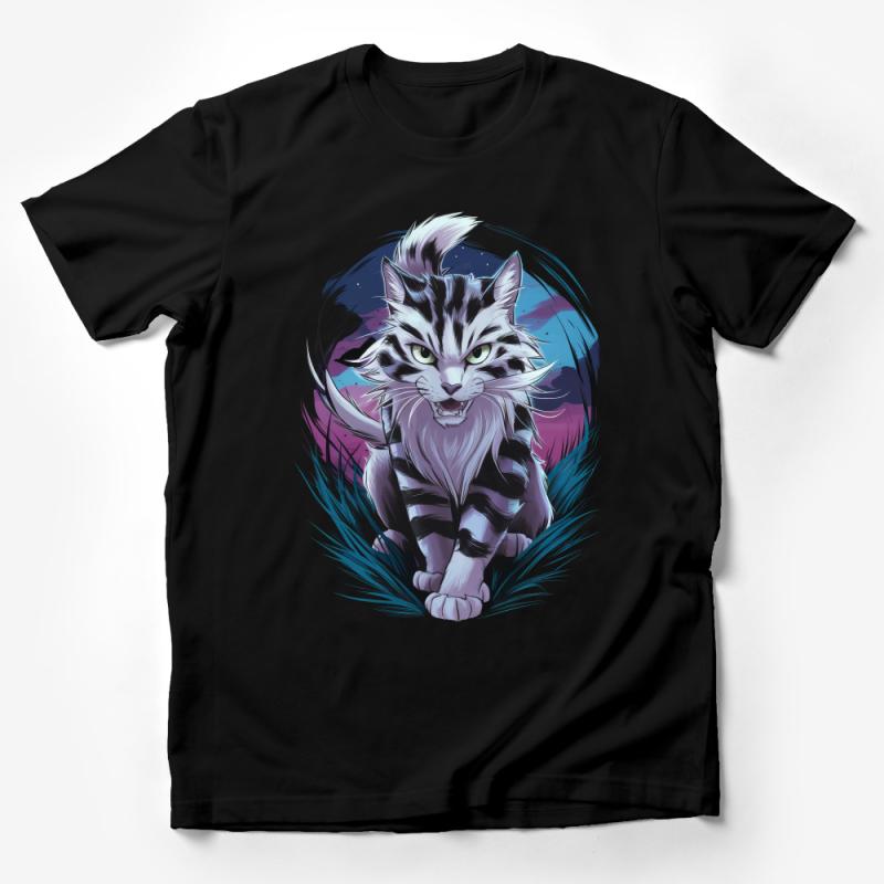 Cool Cat T-Shirt, Stylish Feline Graphic Tee, Unisex Cat Lover Shirt, Unique Pet Art, Casual Wear, Gift for Cat Owners, Animal Design Top Male T-Shirt